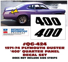 QG-424 1971-74 PLYMOUTH DUSTER – 400 QUARTER PANEL DECAL SET