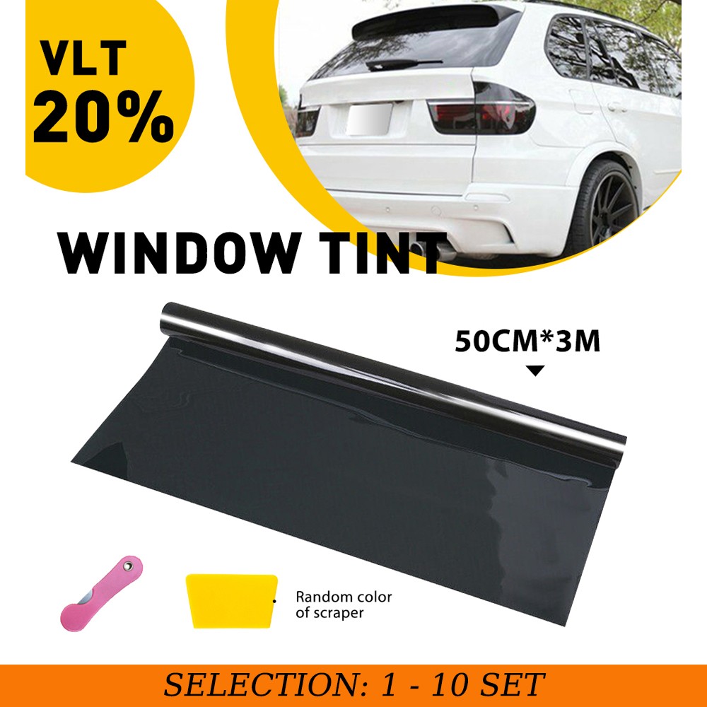 1-10X 20% VLT Window Tint Film 20″x3M Auto Glass Heat Insulation Privacy Kit DIY
