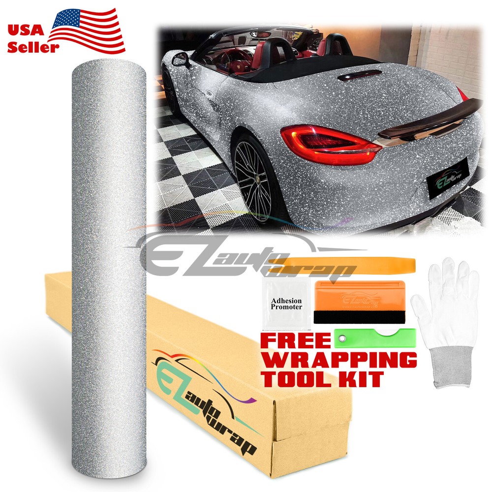 Matte Glitter Gray Frosted Sparkle Sticker Decal Sheet Car Vinyl Wrap Film DIY