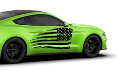 Side door US flag graphics stickers decals compatible with Ford Mustang