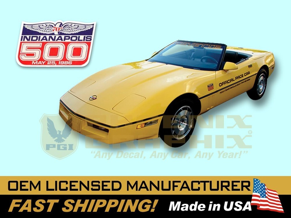 1986 Chevrolet Corvette Indy 500 Pace Car Door Decals Stripes Kit Complete!