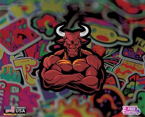 BULL TORO BIKER JDM CAR STICKER DECAL CUSTOM LAMINATED VINYL LAPTOP FREE GIFT