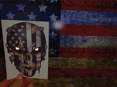 Eye-Catching Reflective Skull Vinyl Decal with American Flag Design – 6.5 Inch