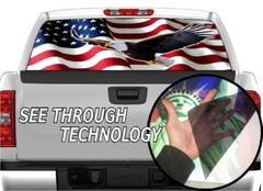 P325 American Flag Eagle Rear Window Tint Graphic Decal Wrap Back Pickup
