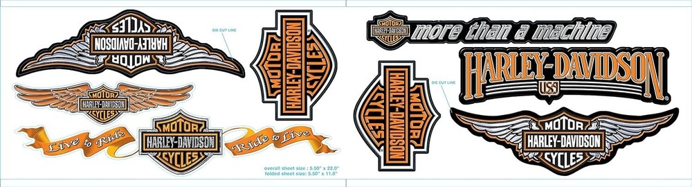 Harley-Davidson Decals (8 Decals) Various Sizes – Licensed – Adhesive Stick-on