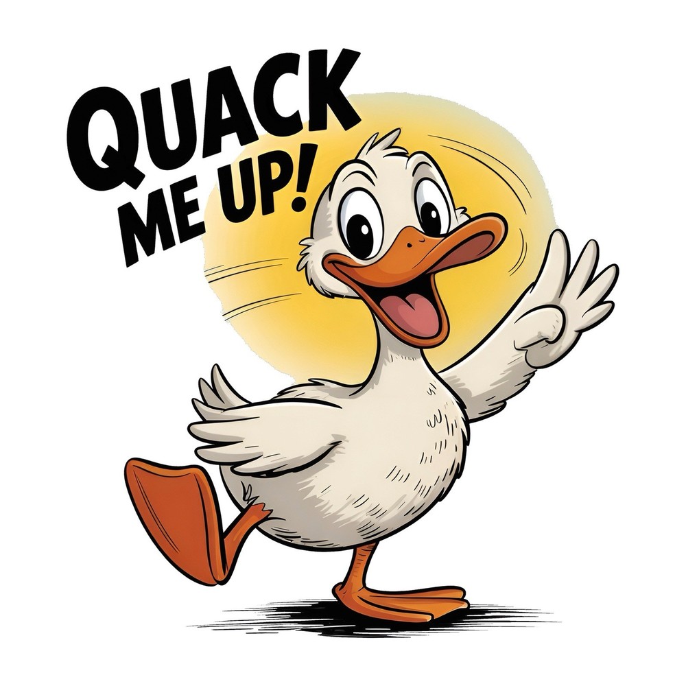Funny Animal Quotes Sticker (2 Inch) Cute Duck Quack Me Up Feathers Happy