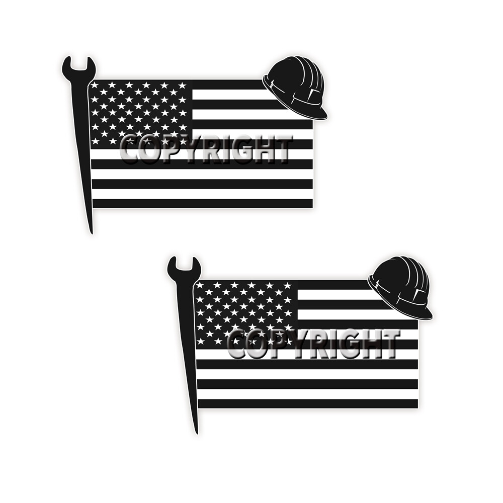 American Flag Iron Worker Decals Adhesive Vinyl Indoor Outdoor Decal Iron Worker