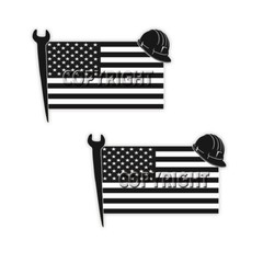 American Flag Iron Worker Decals Adhesive Vinyl Indoor Outdoor Decal Iron Worker