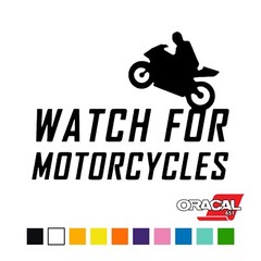 Watch For Motorcycles Peel & Stick Vinyl Decal Sticker Car Vinyl Wrap Film