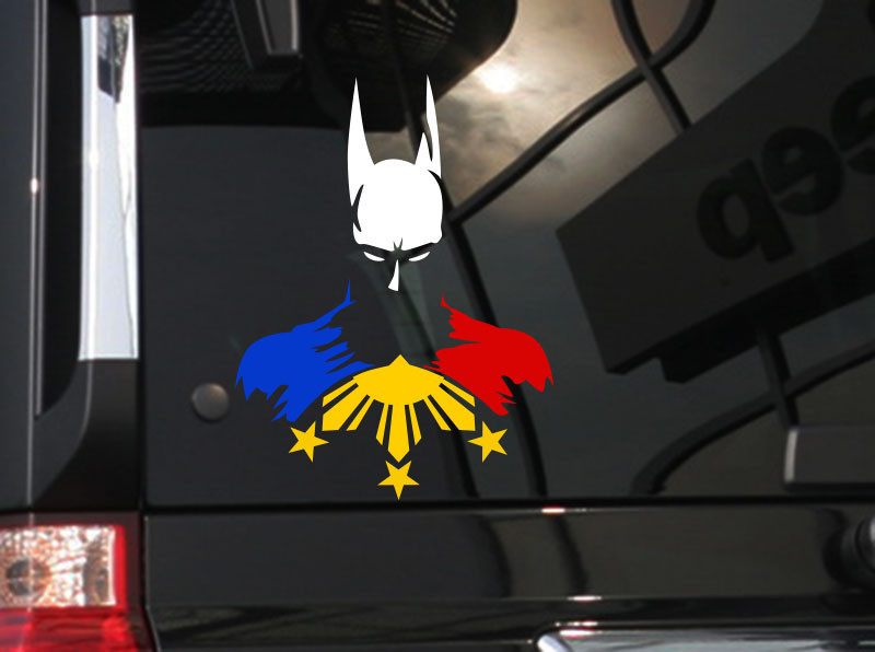 Filipino Vinyl Car Decal Sticker 6″ (H) w/ Hero Batman and Philippine Flag