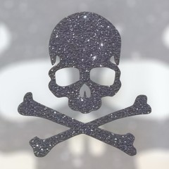 IRIDESCENT SILVER GLITTER BLING SHINY SKULL CROSSBONES 2” VINYL STICKER DECAL