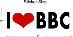 I Love BBC 8″ Long Black Letters on White Sticker – Multisurface UV Water Resist