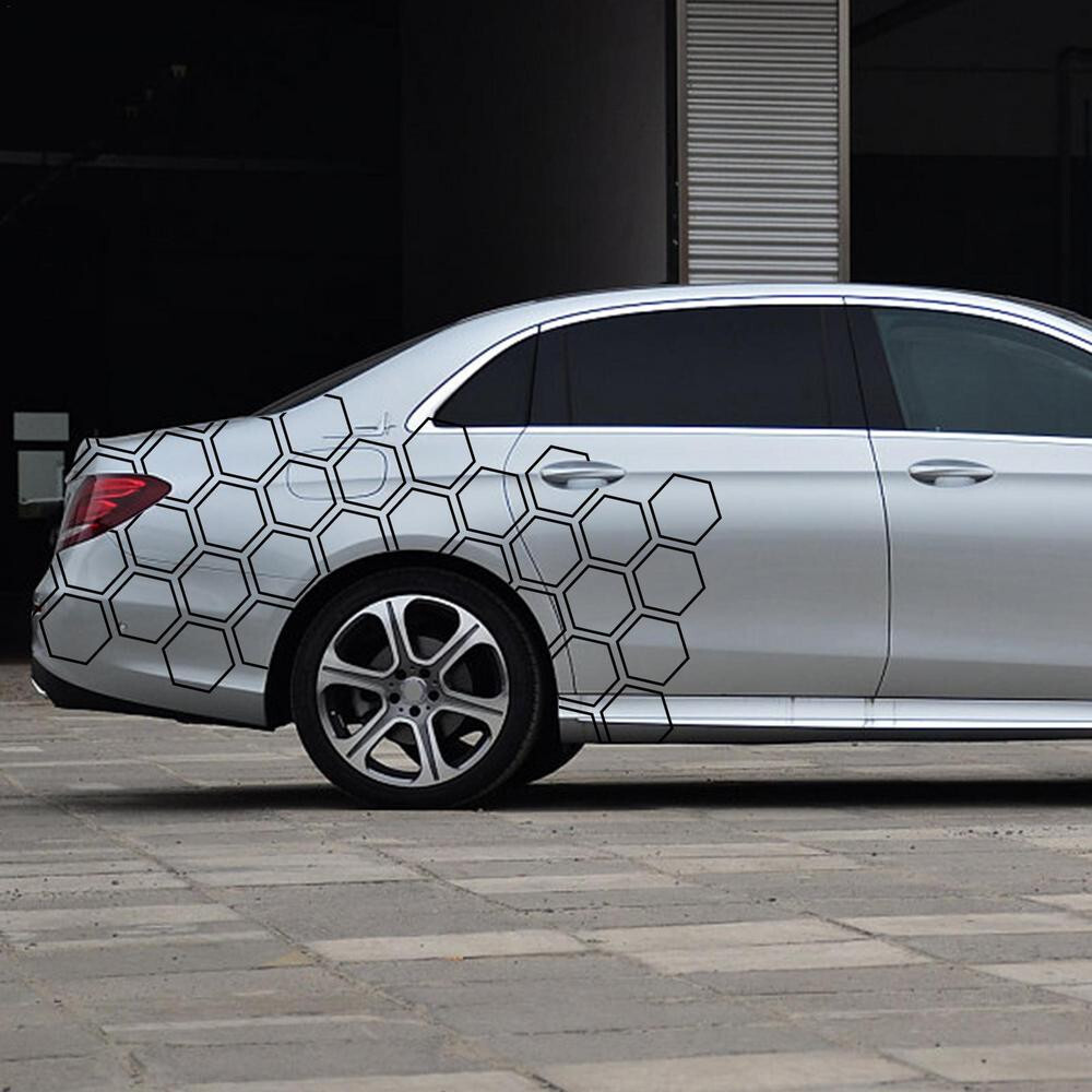 Honeycomb Pattern Waist Line Sticker Decal Vinyl Car Body Side Decor 100X40CM