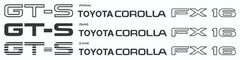 GT-S TOYOTA COROLLA FX 16 (Trunk size) vinyl Sticker Decal – Only One Included.