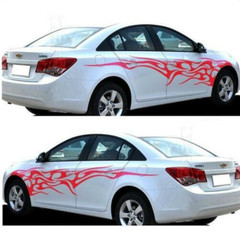 Car Body Side Flame Graphics Stripes Sticker Vinyl Decal DIY Decoration 1 Pair