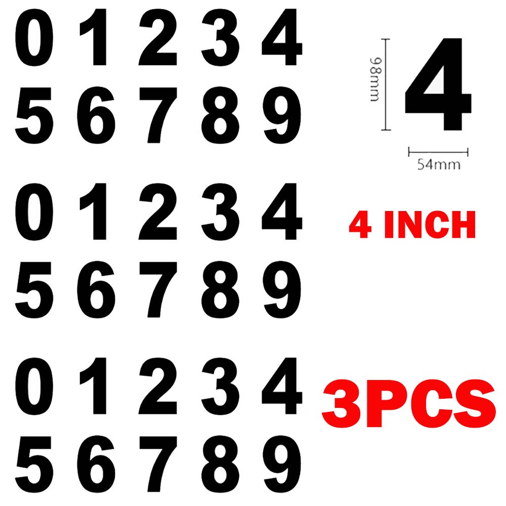 3Pcs 3in/4in Mailbox Number Reflective Digital Sticker HOT