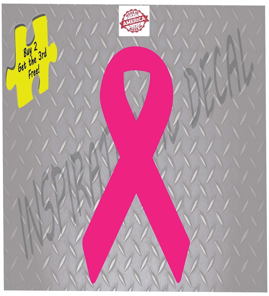 Breast Cancer Awareness Pink Ribbon Decal Sticker 3.5″ x 6.0″ Buy 2 Get 3 p294