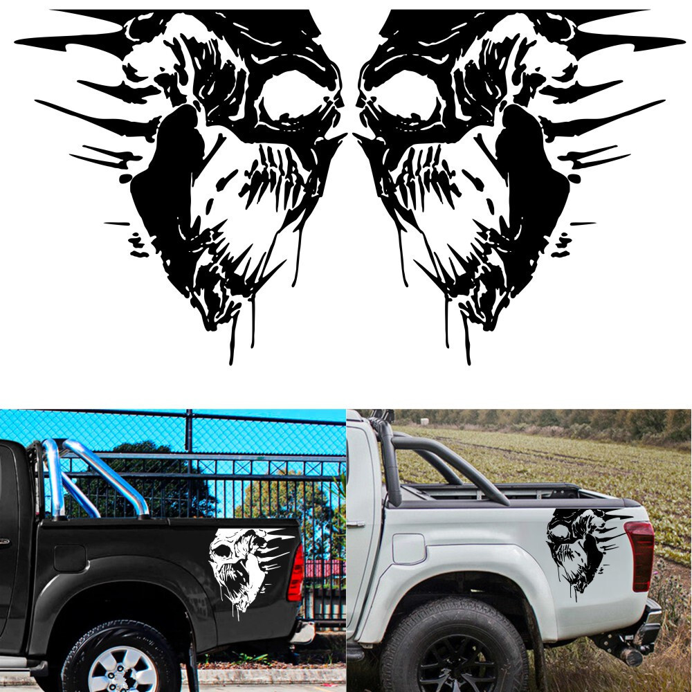 Skull Sticker Vinyl Graphic Decals For Car Trunk Pickup Side Truck Tailgate 2Pcs