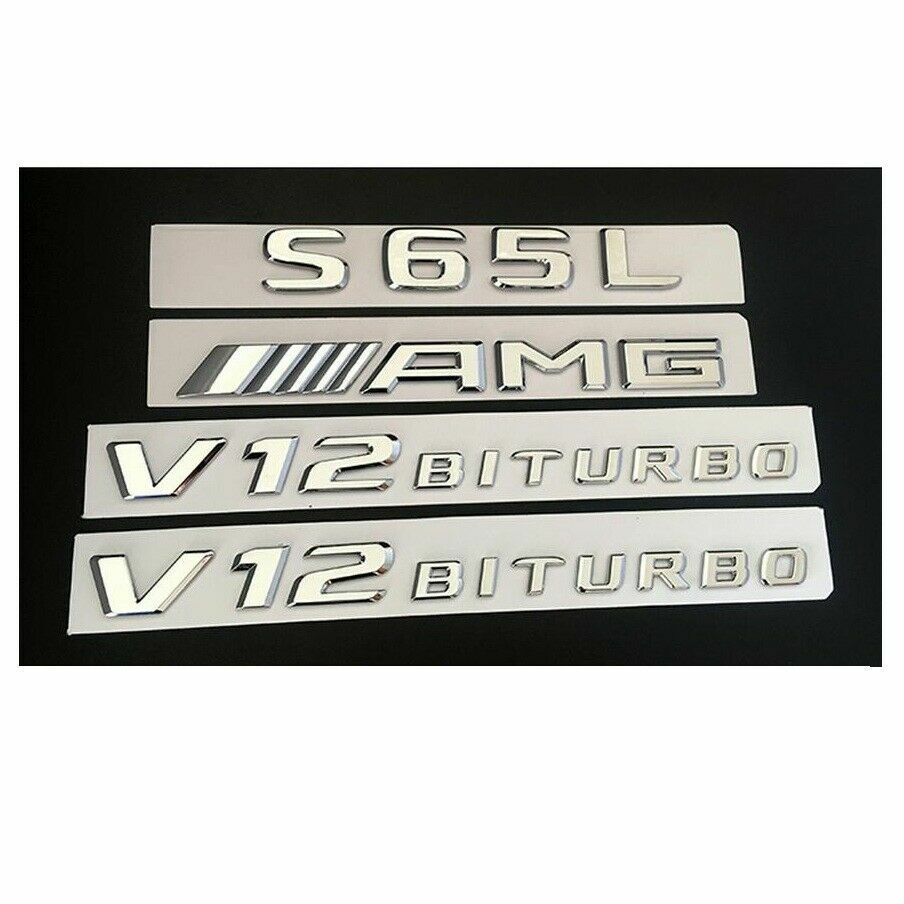 Chrome Trunk Fender Letters Emblems Badge for Mercedes Benz S65L AMG V12 BITURBO