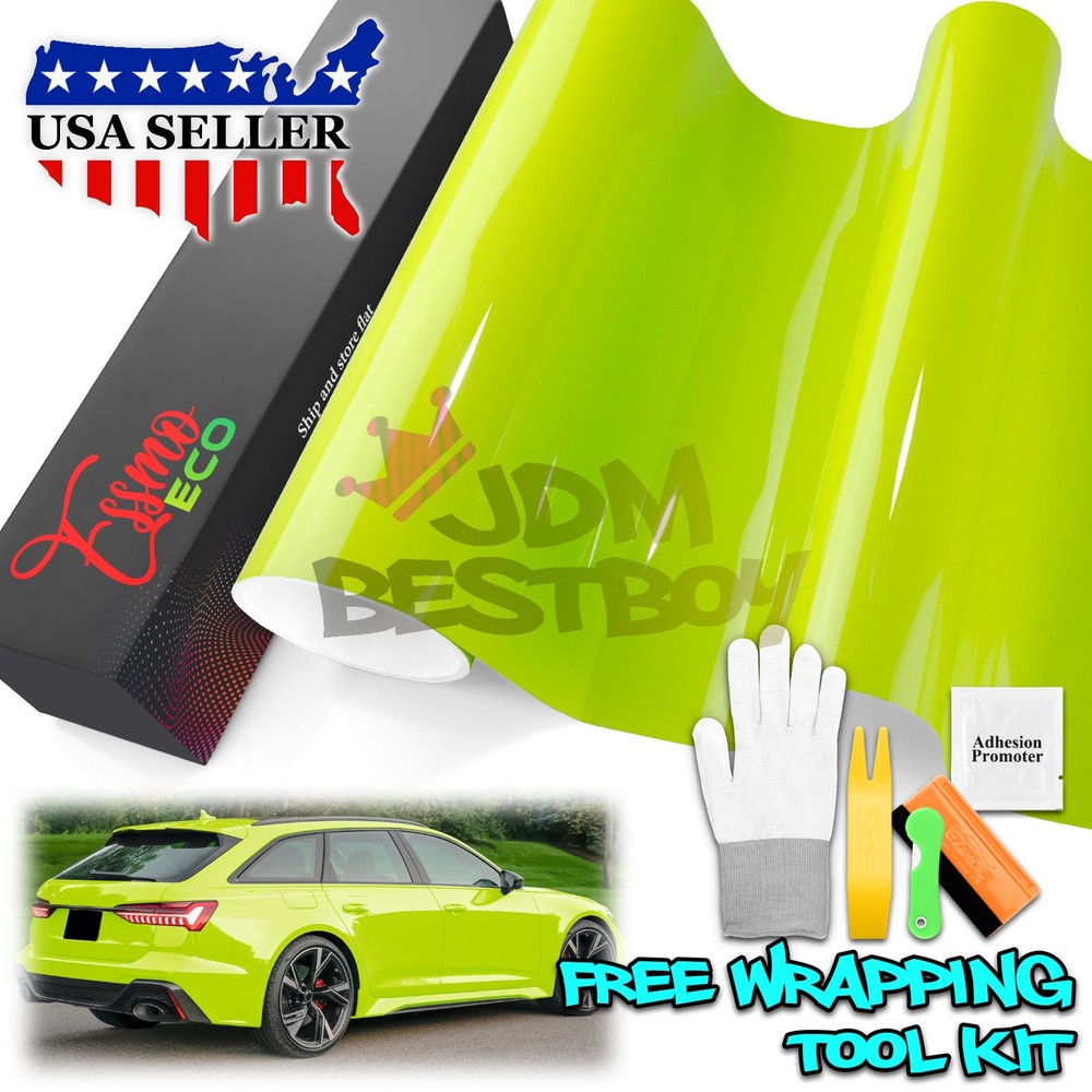 5FTx10FT PPF Apple Green Gloss Vinyl Paint Protection Film Scratch Lamp Car Wrap