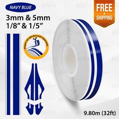 DARK BLUE 9/16″ 15mm Double Lines STRIPE Car Streamline TAPE Decal Vinyl Sticker