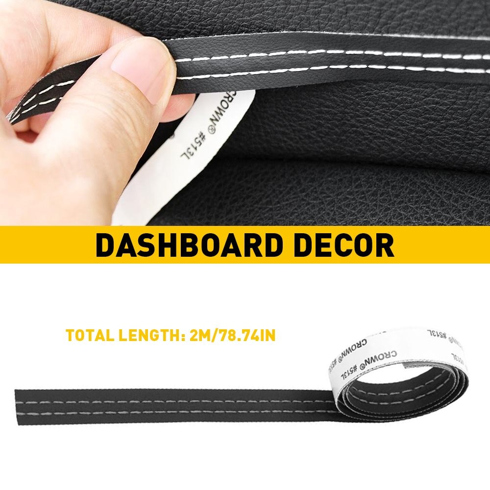 2M PU Leather Dashboard Car Decor Strip Line Sticker Moulding Trim Decorative