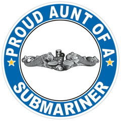 Proud Aunt of a Submariner Silver Dolphin Round Bumper Sticker Military Decal 5″