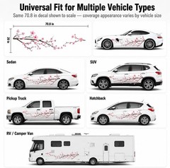 Elegant 2PCS Cherry Blossom Side Decals for Cars – 70.8 x 23 in Quality Vinyl