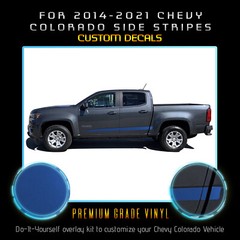For 2014-2021 Chevy Colorado Side Stripes Graphic Overlay – Satin Metallic Vinyl