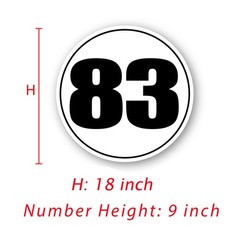 Custom Circular Number 8″ 10″ 12″ 15″ Glossy Matte Sticker /Magnet Car Door x2