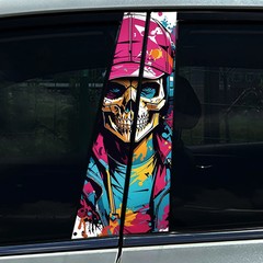 2pcs Dopamine Skeleton Snake Car Center Pillar Sticker B Pillar Protective Film