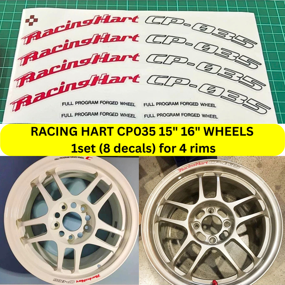 RACING HART CP035 15″ 16″ 4 WHEELS SET 8X DECALS STICKERS REPLACEMENT NEW