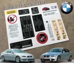 BMW E90 – E91 – E92 – E93 Decal Set Stickers For All Models Engines Best Quality