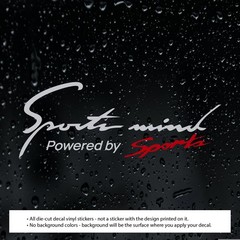 1x SPORTS MIND Powered by SPORTS ( 10″ x 3.75″) Decal Vinyl Stickers Cursive