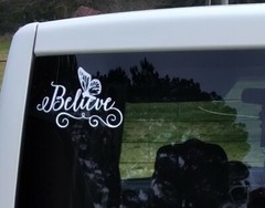 Believe with Butterfly vinyl car/window decal Heaven 4×6 US Wht US Seller