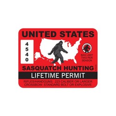 United States Bigfoot Sasquatch Hunting Permit Sticker Decal