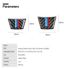 For BMW X5 X6 E70 E71 Car Steering Wheel Cover Carbon Fibre M Emblem Stickers