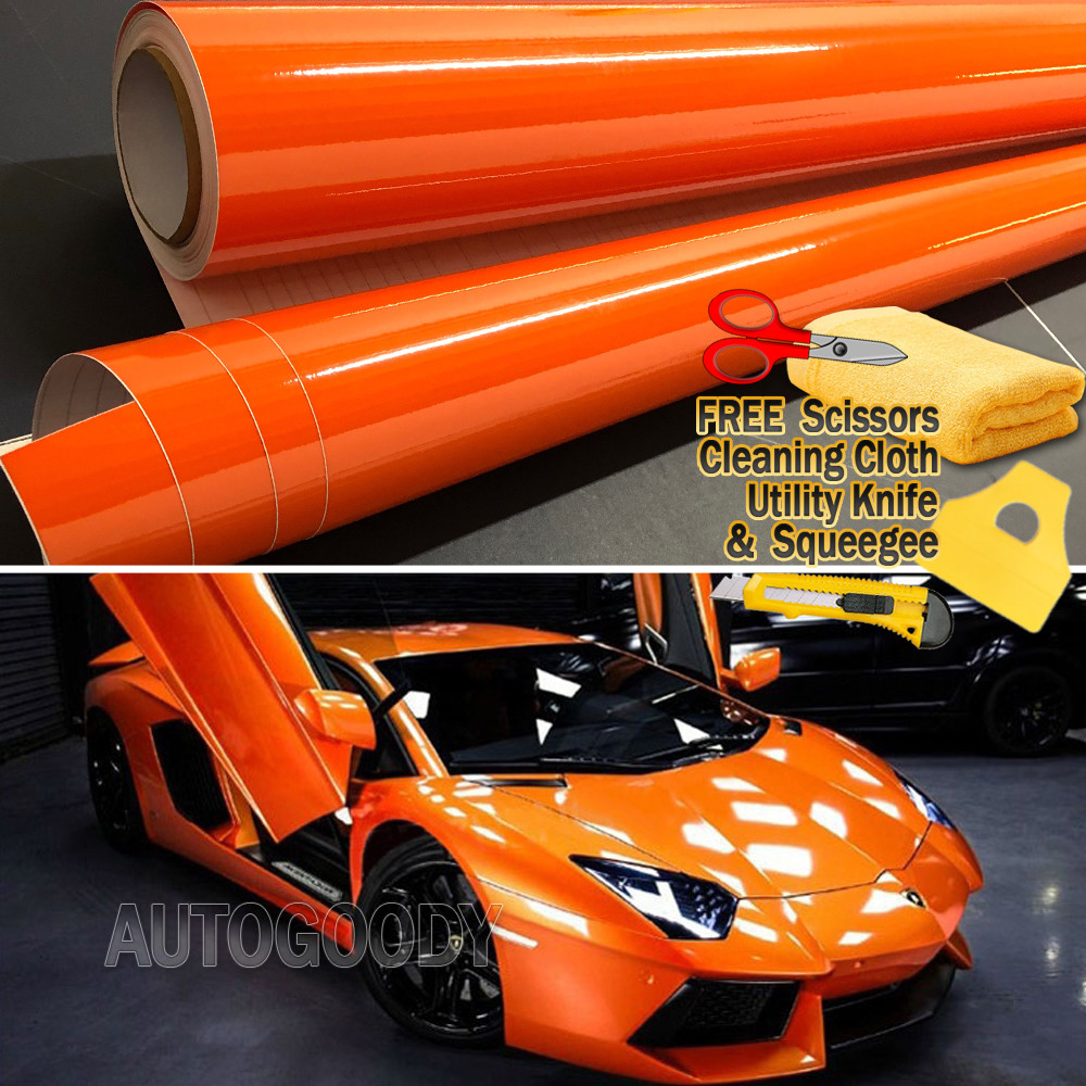 60″ x 60″ Super Gloss Orange Vinyl Film Wrap Sticker Air Bubble Free 5ft x 5ft