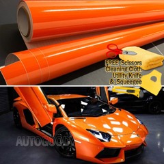 60″ x 60″ Super Gloss Orange Vinyl Film Wrap Sticker Air Bubble Free 5ft x 5ft