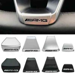 3D Badge for AMG Steering Wheel Emblem Squared Base GLC C43 C350E Chrome/Black