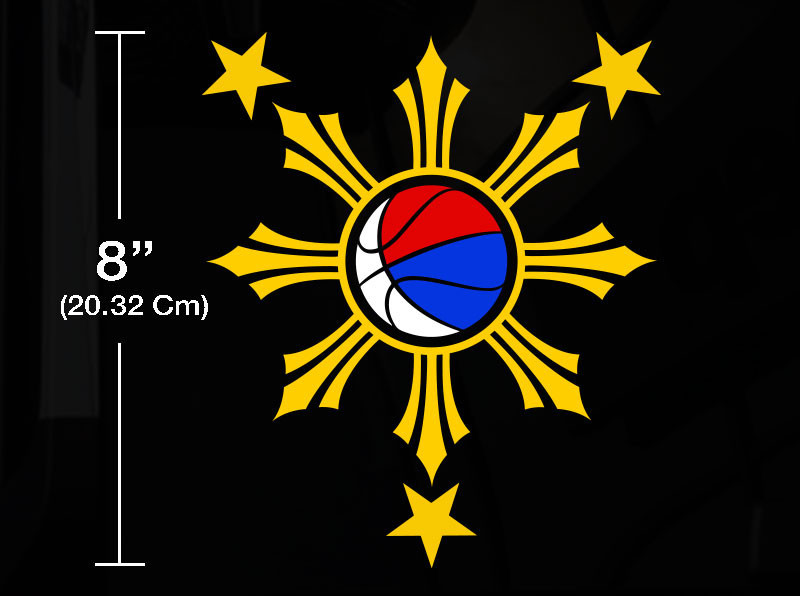 Filipino Basketball Vinyl Car Decal Sticker 8″ (H) w/ Philippine Flag