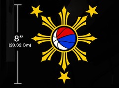 Filipino Basketball Vinyl Car Decal Sticker 8″ (H) w/ Philippine Flag
