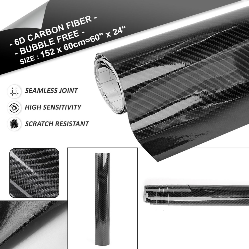 6D Carbon Fiber Air Release Stretchable Vinyl Film Sticker 60″ x 24″ for Auto