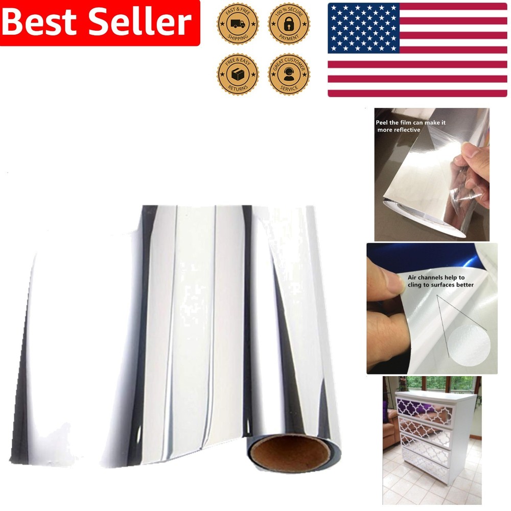 Vinyl Wrap Chrome Silver Reflective Auto Decal Film 12×60 Inch Self Adhesive