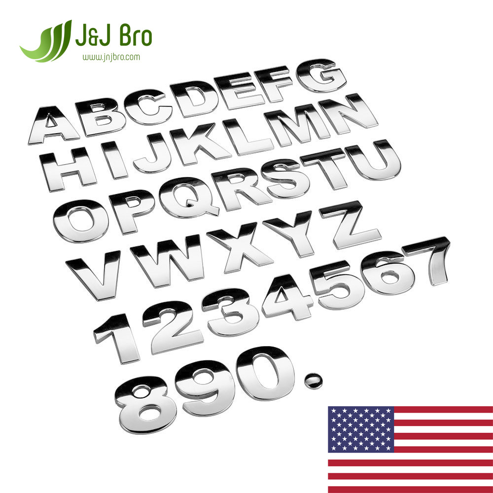 J&J Bro™ Metal Chrome Car Sticker Letter Alphabet Number Emblem 45MM Large Size