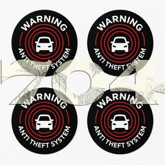 4 Car Alarm DECALS Security System Window STICKERS, black background, outside