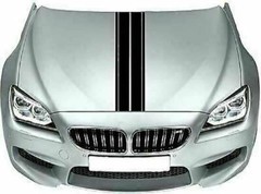 Black Dual Stripes Racing Sticker Decal Universal Fit For Cars Hood Roof Trunk