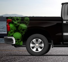 Green Skulls Pile Truck Wrap Vinyl Bed Side Graphic Decal Tailgate DS PS 80×40″