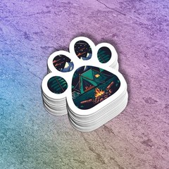 Happy Camper Dog Paw Print Sticker: Camping Vinyl: Water Bottle, Laptop Decal