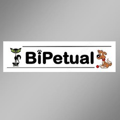 Funny car bumper sticker BiPetual for pet owners of dogs and cats 200mm vinyl